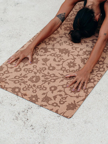 Yoga Design Lab Cork Mat - Floral Batik Tonal