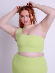 Girlfriend Collective Bianca One Shoulder Bra - Key Lime