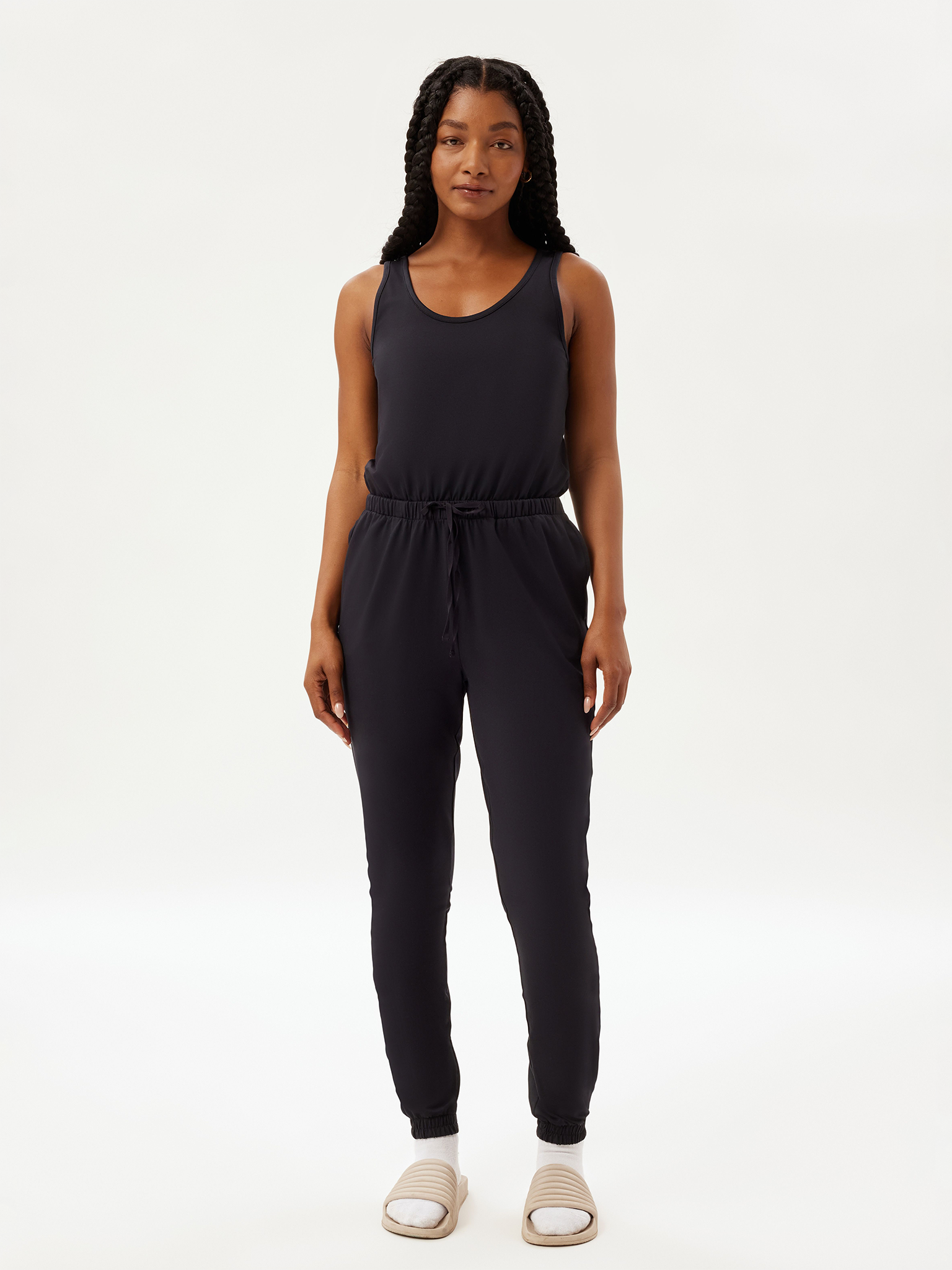 Girlfriend Collective Reset Jersey Scoop Jumpsuit - Black