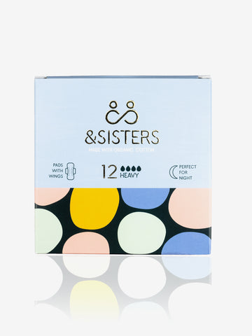 &Sisters Organic Cotton Pads With Wings x 12 - Heavy