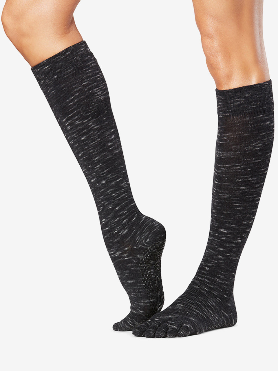 ToeSox Grip Full Toe Scrunch Knee High - Black Space Dye