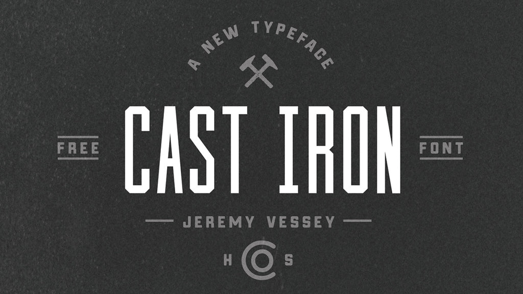 A geometric and industrial styled font available in serif and sans-serif. Free retro and vintage fonts: Cast Iron