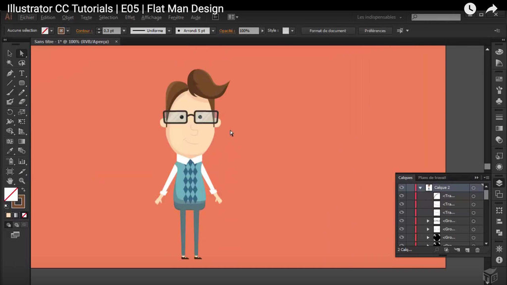 Retro and vintage character design tutorials: flat man