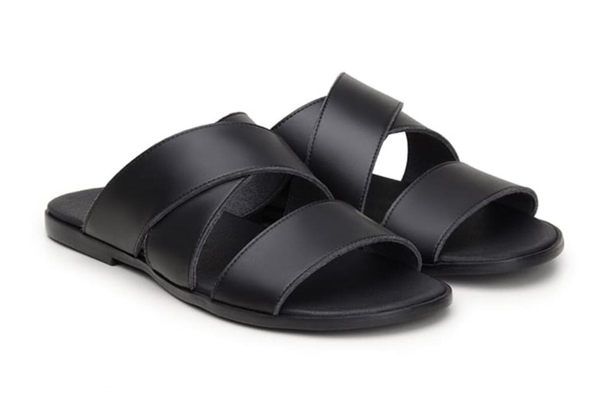 'Rimini' vegan leather men's sandal by Vincente Verde - black