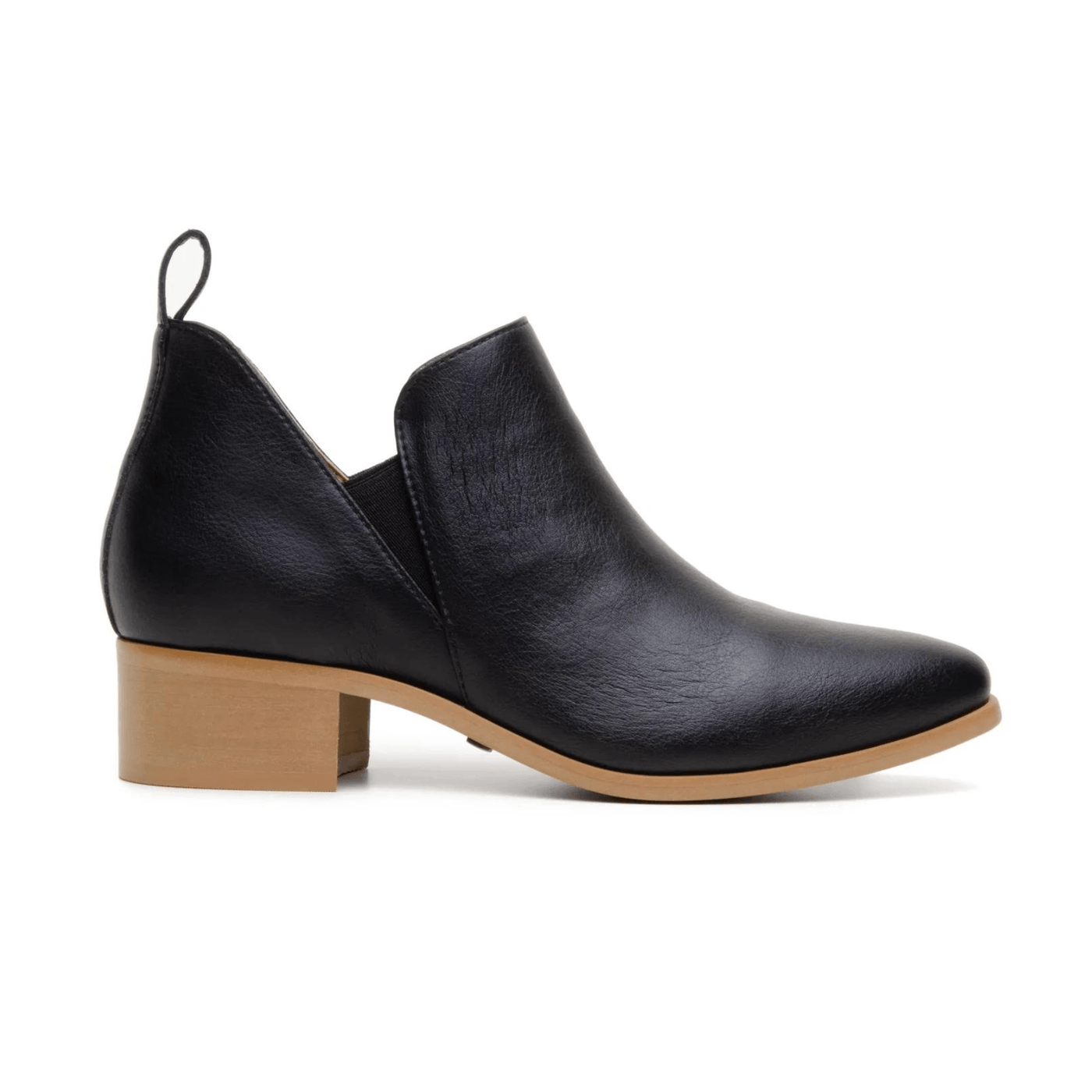 'Frankie' vegan leather pull-on bootie by Zette Shoes - black