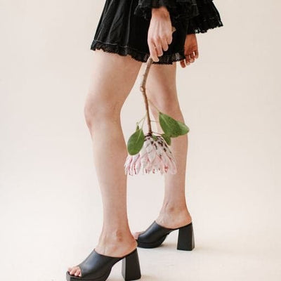 'Pari' women's black block heeled mule by Zette Shoes