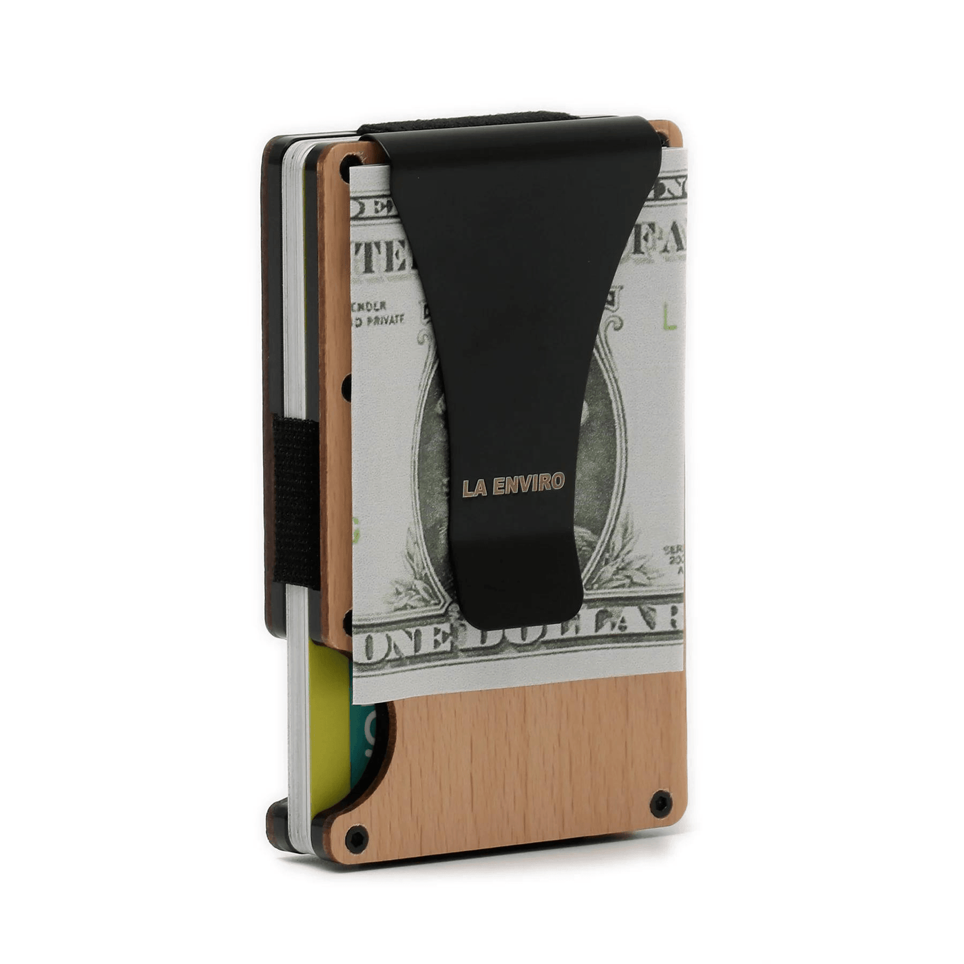 Wooden minimalist unisex vegan leather wallet by La Enviro - Walnut/ash/jarrah