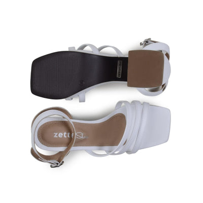 'Zari' women's white block heeled sandal by Zette Shoes