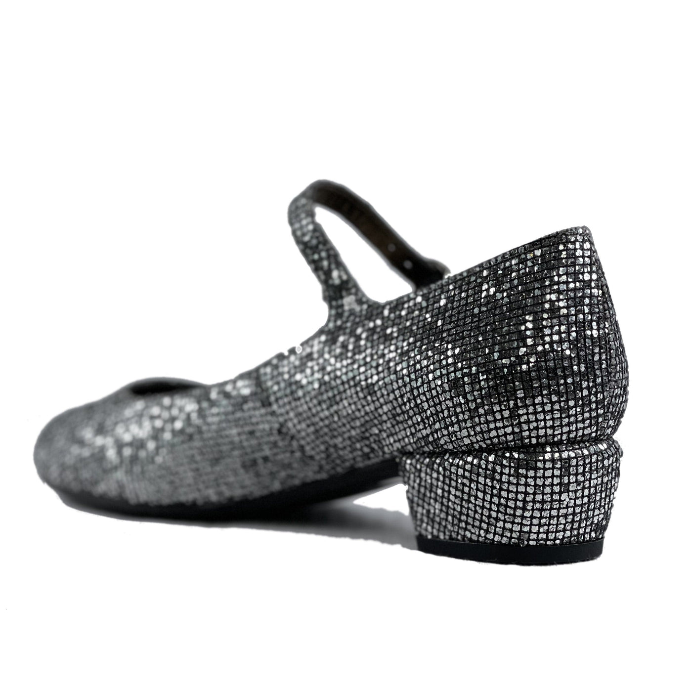 'Gracie' Mary-Jane silver glitter Low-Heels  by Zette Shoes