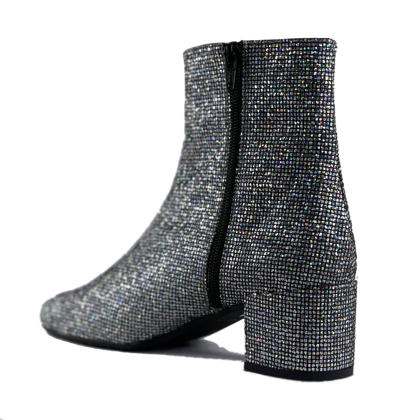 'Jacqui' square glitter vegan ankle boot by Zette Shoes