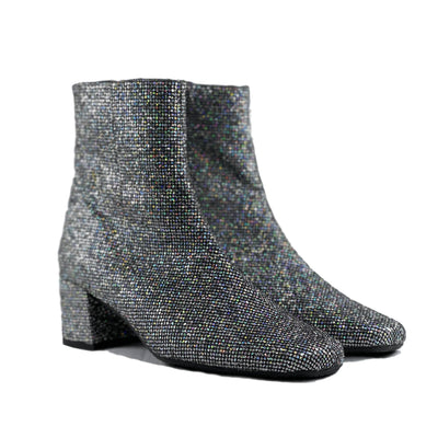 'Jacqui' square glitter vegan ankle boot by Zette Shoes