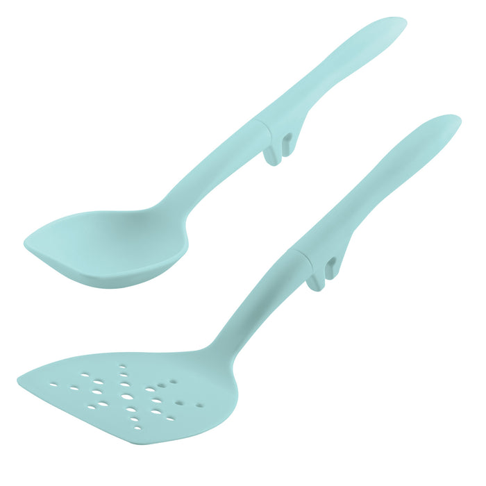 Rachael Ray Tools and Gadgets Lazy Flexi Turner and Scraping Spoon Set, 2-Piece, Light Blue