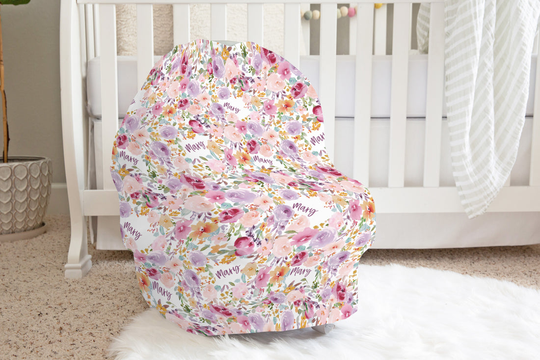 Amelia's Pink Floral Car Seat Cover
