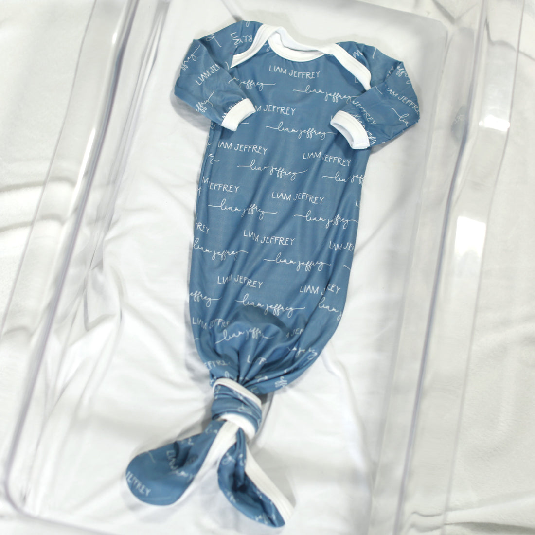 Camden Smokey Blue Knotted Baby Gown