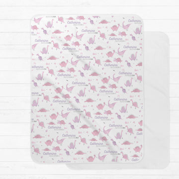 Pink Dino Toddler Sherpa Blanket