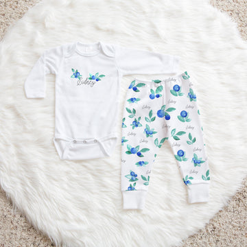 blueberry baby girl coming home outfit with name