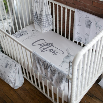 Gray Wildlife Crib Sheet