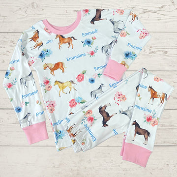 Horse Pajamas - Short or Long Sleeve (3 months to kids 14)