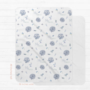 Mary's Blue Floral Toddler Sherpa Blanket