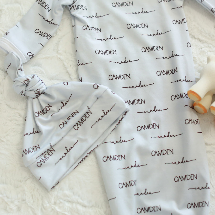 Camden Oatmeal Knotted Baby Gown