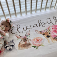 Woodland Faces Girls Crib Sheet