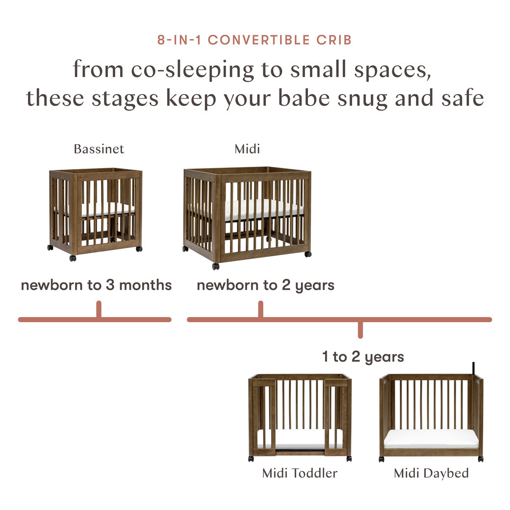 Babyletto's Yuzu 8-In-1 Convertible Crib conversions in -- Color_Natural Walnut