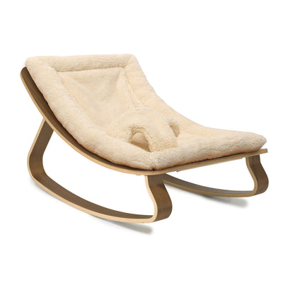 Charlie Crane LEVO Baby Rocker in -- Color_Fur Milk _ Walnut