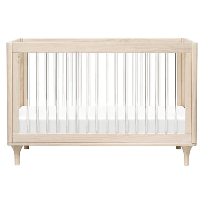 The front view of The Babyletto Lolly 3-in-1 Convertible Crib in -- Color_Washed Natural / Acrylic