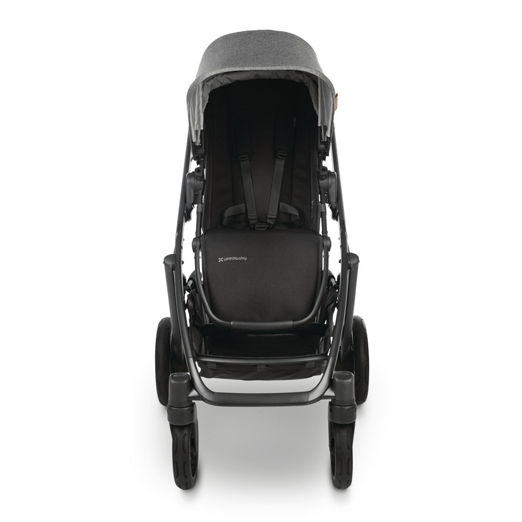 Front view looking into UPPAbaby Vista v2 stroller in -- Color_Greyson