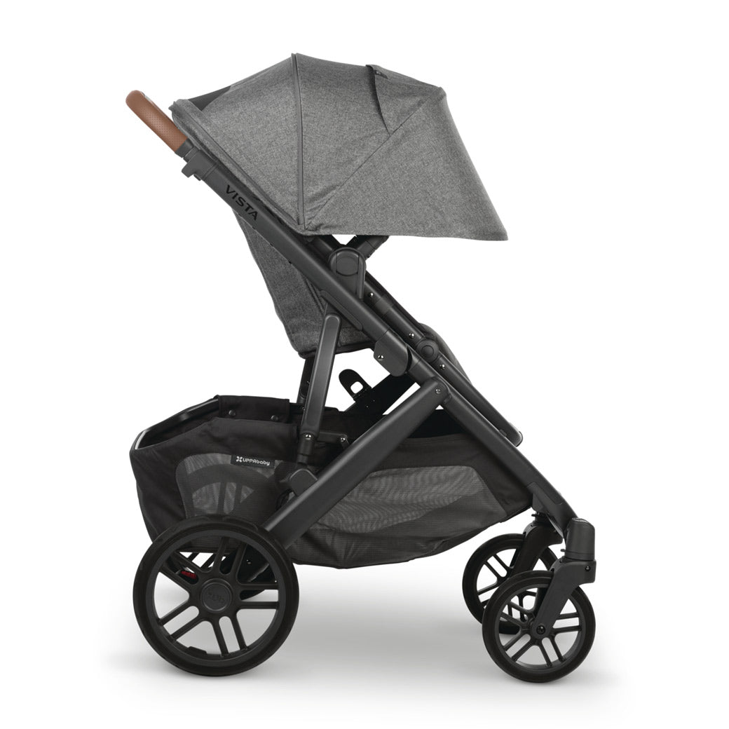 Profile view of the extended sunshade on the vista v2 stroller in -- Color_Greyson