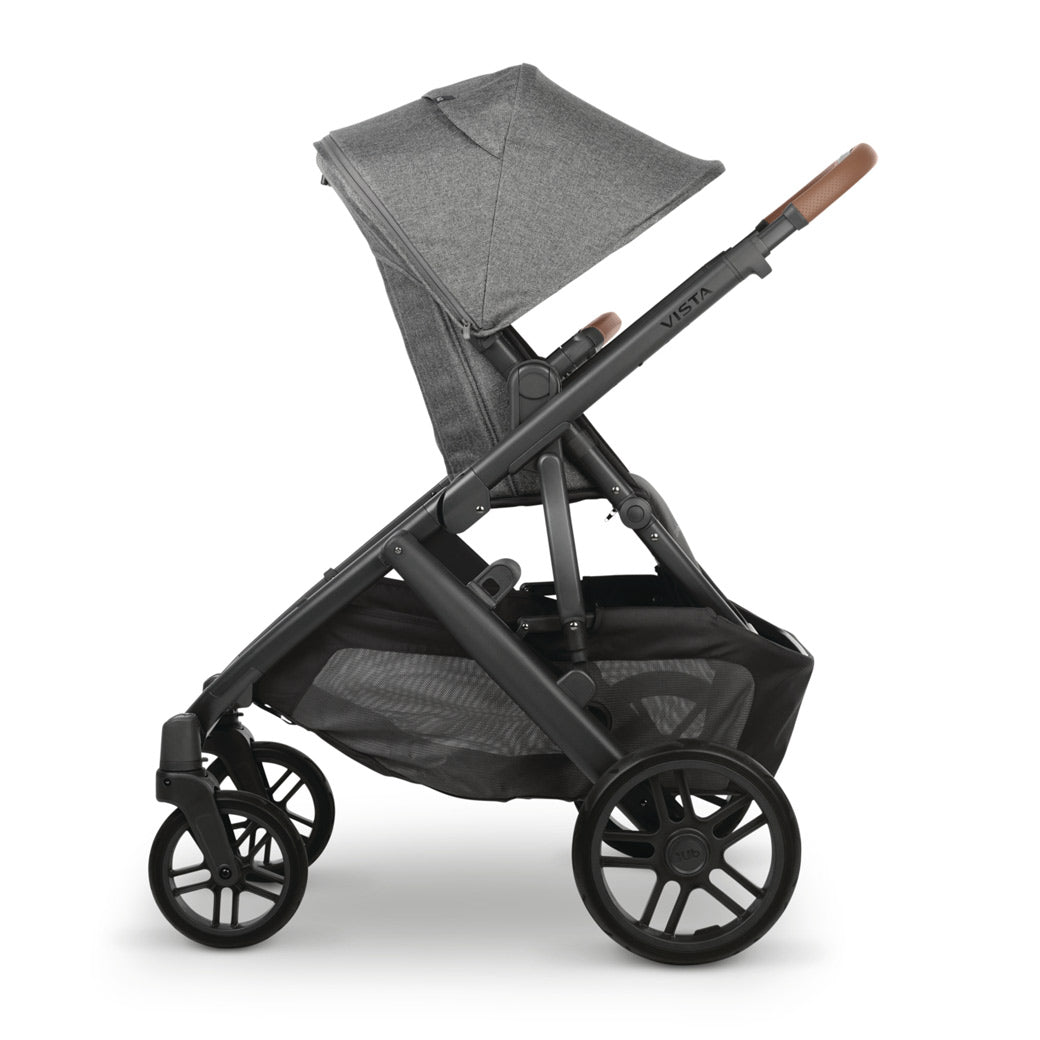 Rear-facing configuration of the stroller seat on the UPPAbaby Vista v2 stroller in -- Color_Greyson