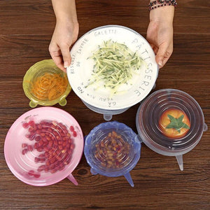 6 Pcs Kitchen Universal Accessories Silicone Reusable Food Wrap Bowl Pot Cover - amandaramirezphoto