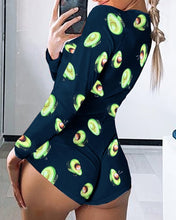 Load image into Gallery viewer, Low Cut Long Sleeve Print Lounge Romper - Iraniancinemachannel