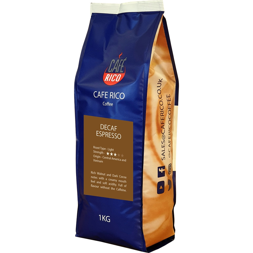 Cafe Rico Decaf Espresso Beans 1kg Cafe Rico Coffee Wholesaler