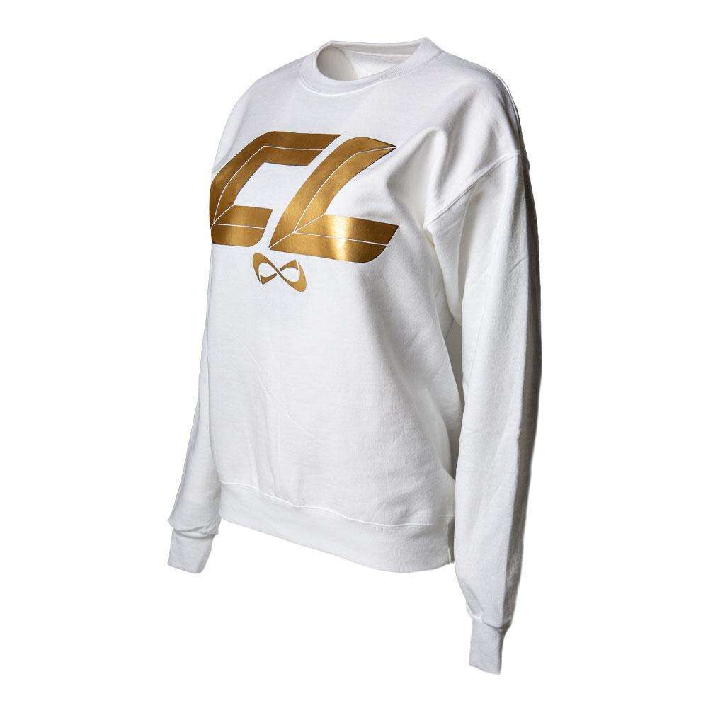 white and gold champion sweatshirt