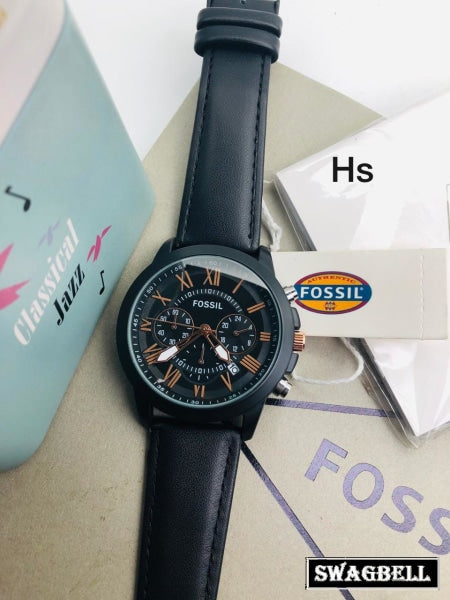 Fossil Black 2 Leather Strap Mens Watch