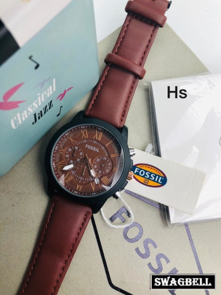 Fossil Brown Leather Strap Mens Watch