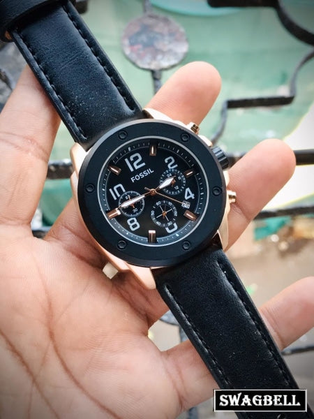 Fossil Chronograph Leather Strap Watch - 1