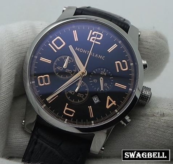 Mont Blanc Time Walker Leather Strap Watch
