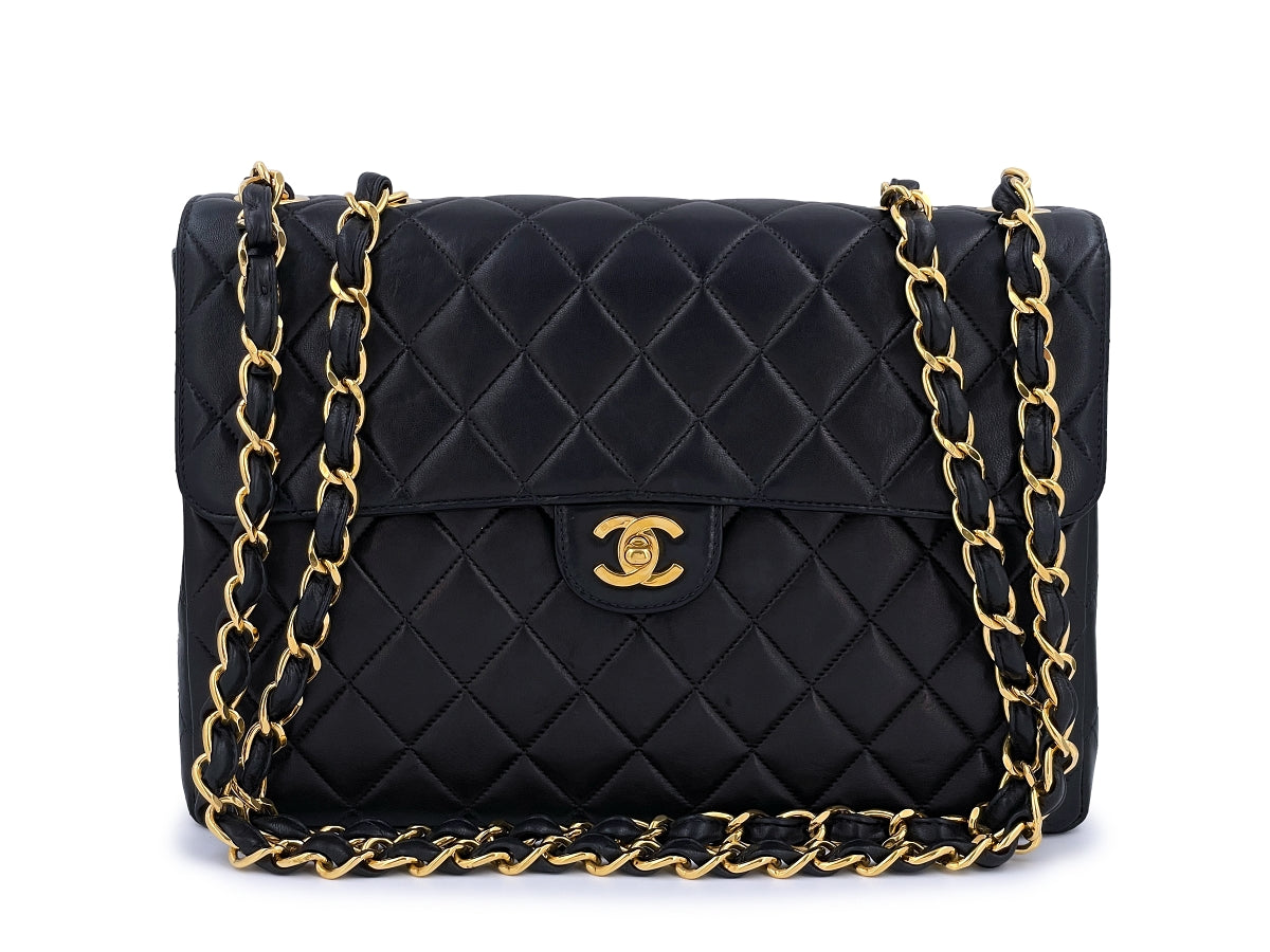 Fantasierijk Bestrating Tegenhanger Chanel Vintage Black Lambskin Jumbo Classic Flap Bag 24k GHW – Boutique  Patina