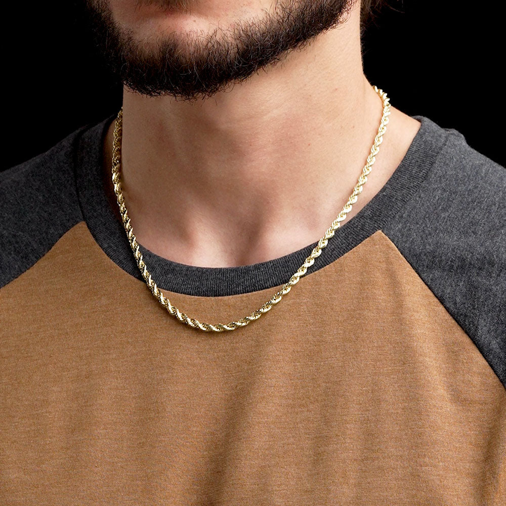 4mm 10k solid gold rope chain