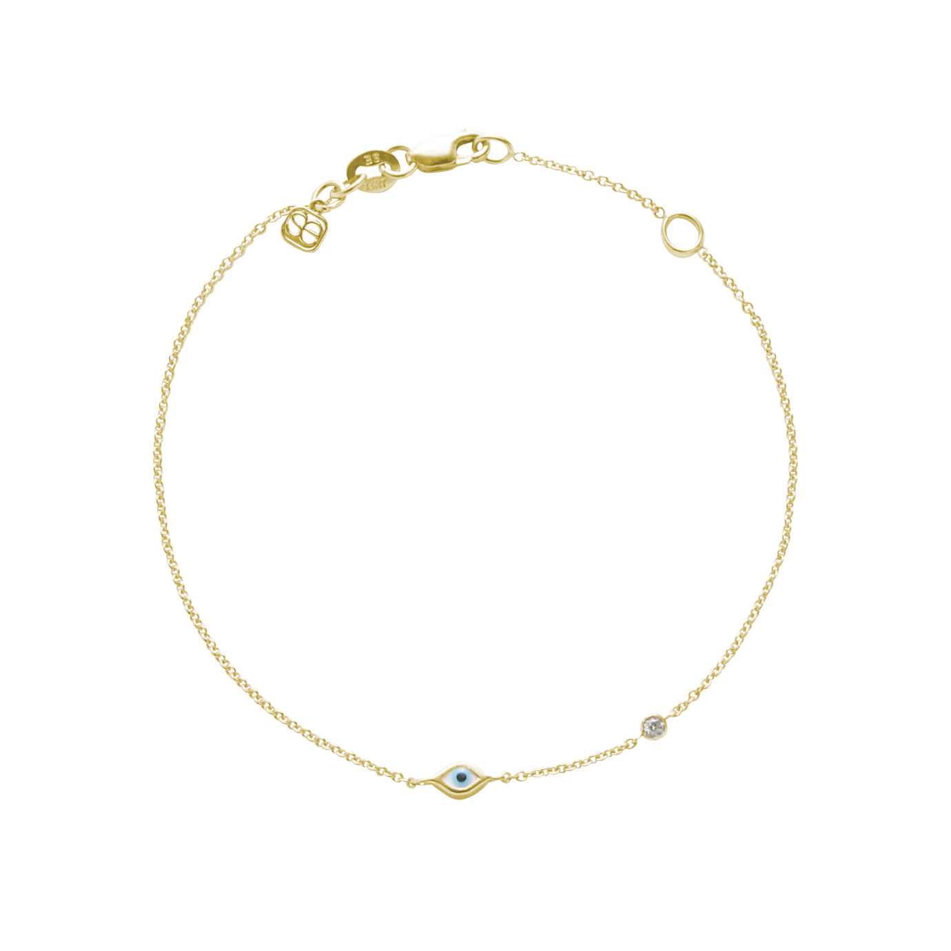 Mini Gold Enamel Evil Eye Bracelet with 