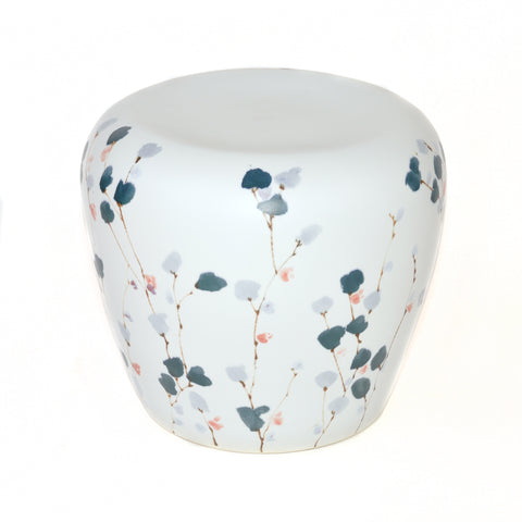 Contemporary Ceramic Stool with Floral Motif from Jingdezhen China