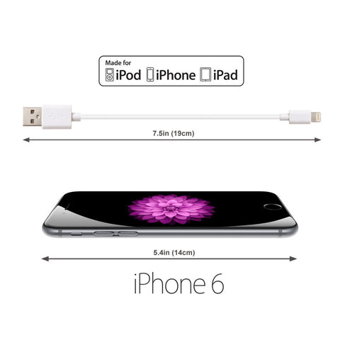 10-Pack of Short 7.5in Apple Certified Lightning to USB 2.0 Data Sync and Charge Cable (White) - CreatePros, LLC - 2