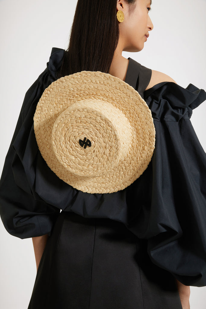 RAFFIA ＆ PAPER BOATER HAT ストローハット 221315-