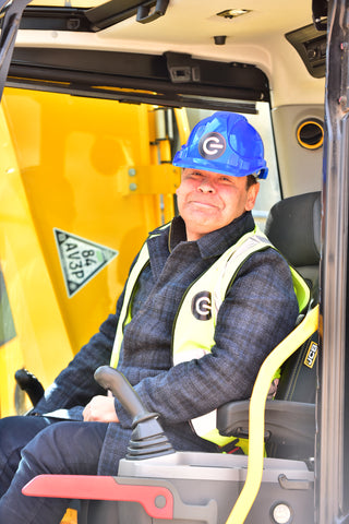 Craig Charles on JCB excavator
