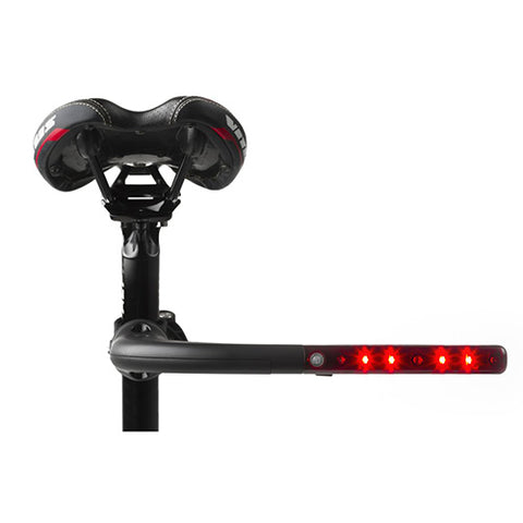 The L-Bow Rear Bike Light  encourages motorists to pass you at a safer distance , 1.5 metres is considered the minimum distance.