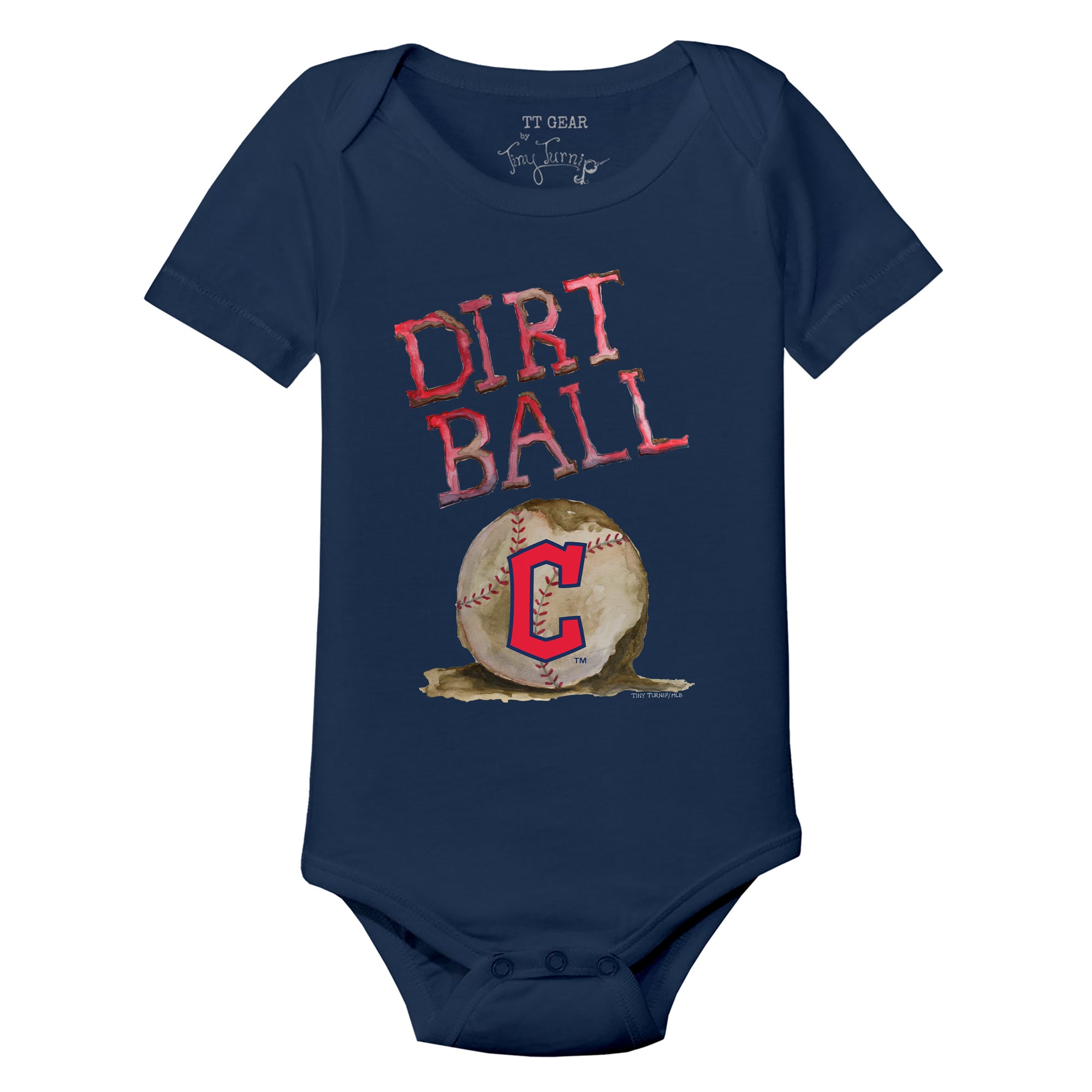 Infant Tiny Turnip White/Navy Cleveland Guardians Dirt Ball Raglan 3/4 Sleeve T-Shirt