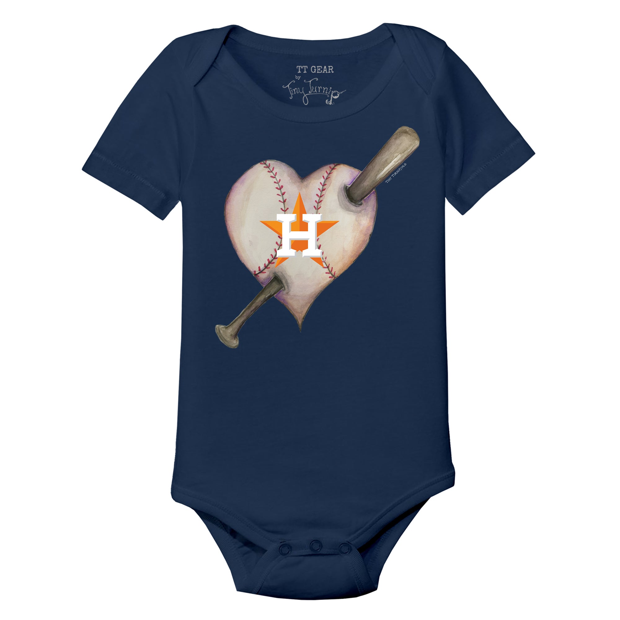 Houston Astros Tiny Turnip Toddler Heart Bat T-Shirt - Navy