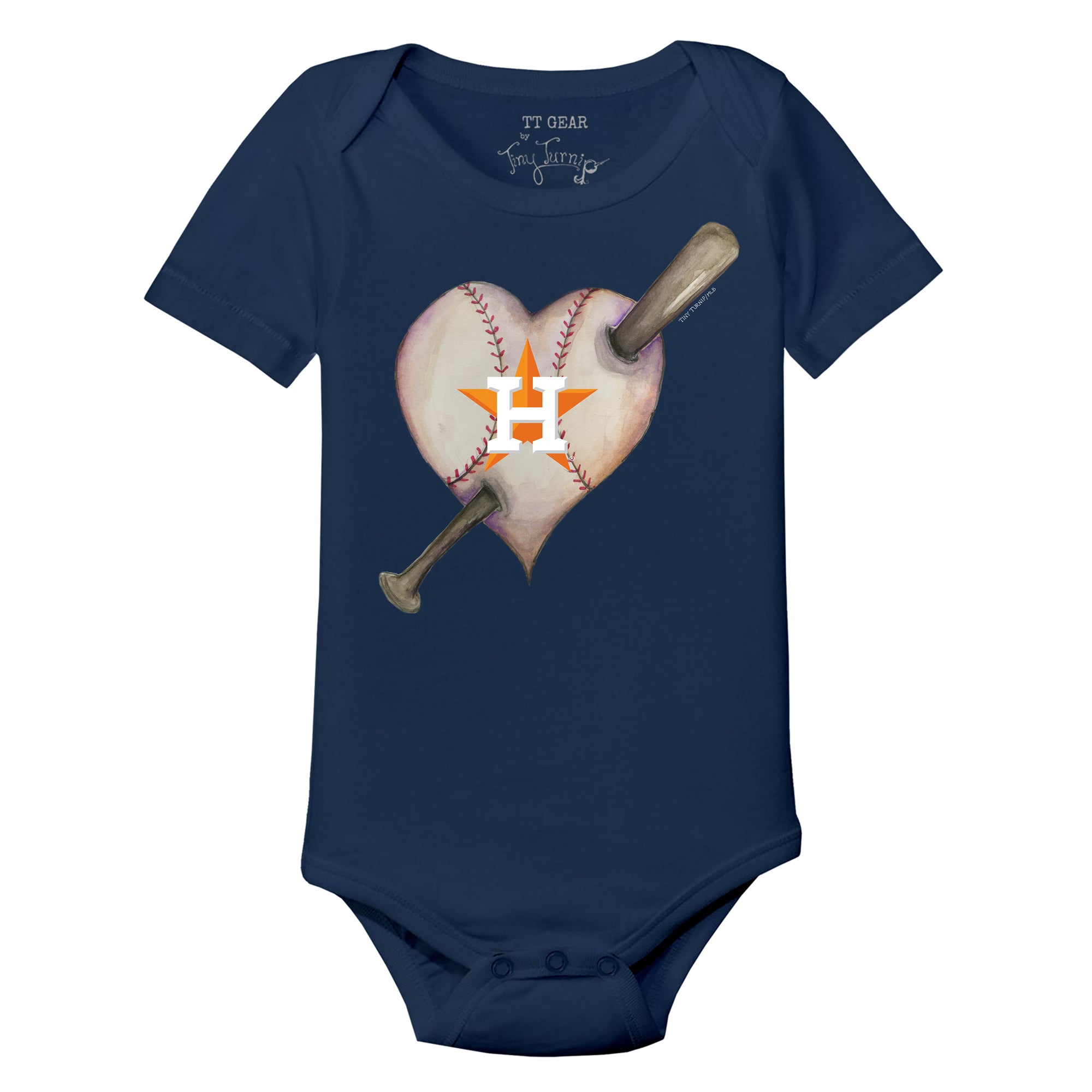 Girls Toddler Tiny Turnip Navy Houston Astros Tiara Heart Fringe T-Shirt